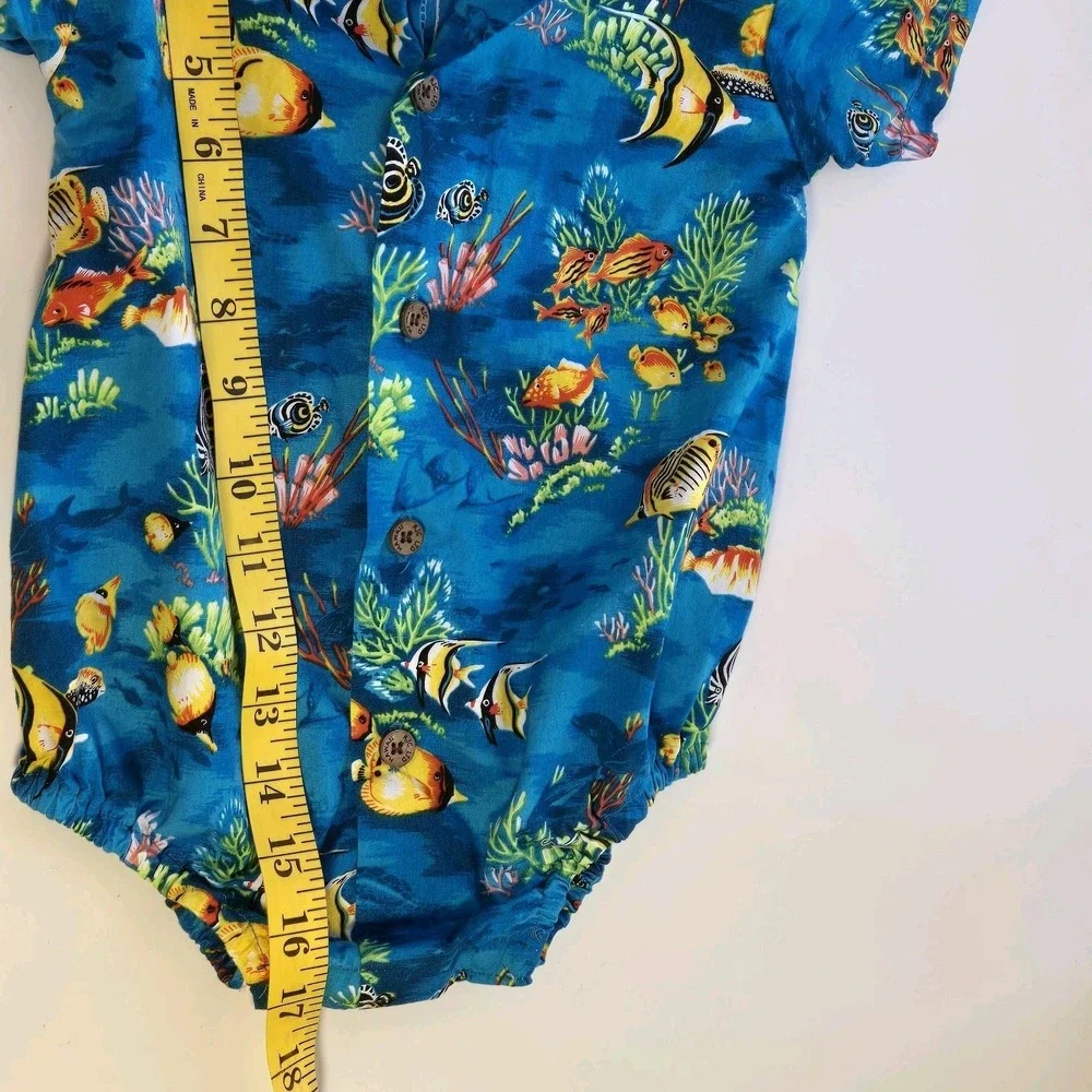 RJC Hawaiian One Piece Romper Boys Size 12m Under Water School Fish‎ Unisex USA